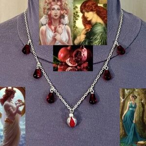 Persephone Greek Roman Goddess Pomegranate & Seeds Handmade Silver Necklace